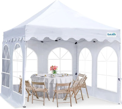 10' x 10' White Pop up Canopy Tent with Sidewalls