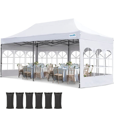 10' x 20' Pop up Canopy with Sidewalls - White